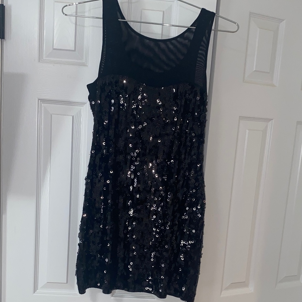 Express Black Sequin Mini Dress